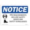 Signmission OSHA Sign, PPE Requirements Include With Symbol, 10in X 7in Rigid Plastic, 10" W, 7" H, Landscape OS-NS-P-710-L-17773 - alternate 1